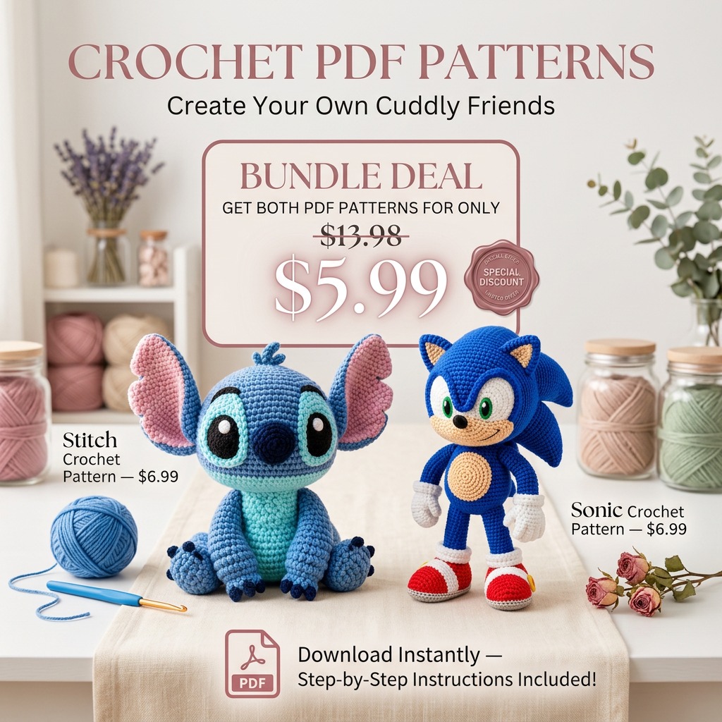 Blue Hedgehog and Blue Space Alien Crochet Pattern PDF, Amigurumi Plush Toy Tutorial - Easy Beginner Crochet